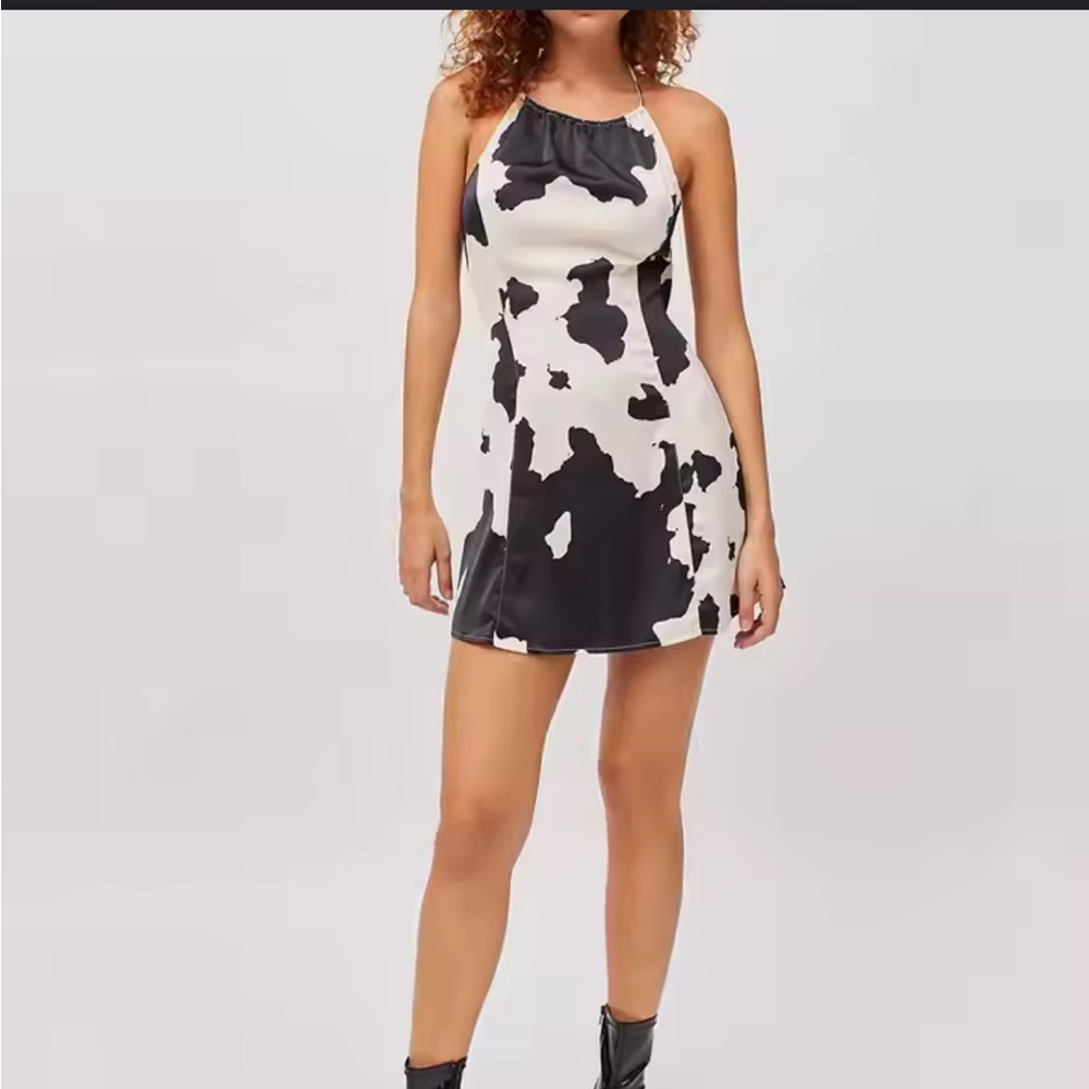 Urban Outfitters Women’s Black & White Backless Halter Mini Dress